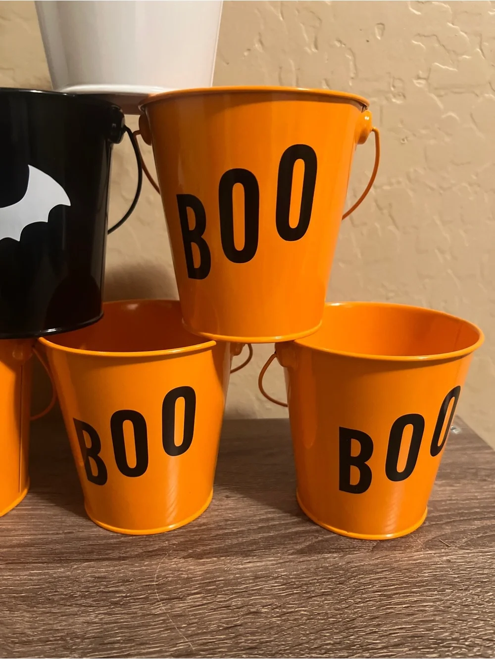 Target Bullseye Metal Halloween Buckets Pails Ghost Boo Bats NWT